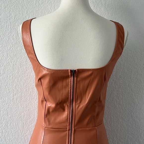 NWT N:Philanthropy Nuevo Vegan Leather Mini Dress in Camel in Size Medium - Picture 9 of 12